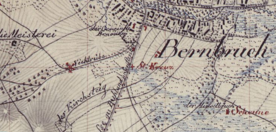 Bernbruch auf den Meilenblätter von Sachsen; Freiberger Exemplar; 1804