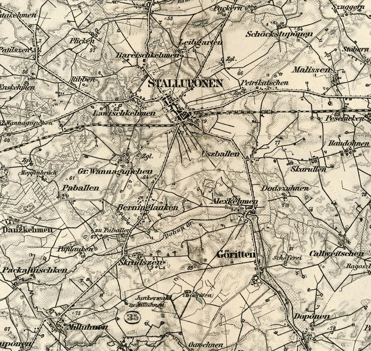 Groß Wannagupchen (mitte) auf der Karte KDR 100 Nr.54 Stallupönen um 1893 (Maßstab von 1:100.000)